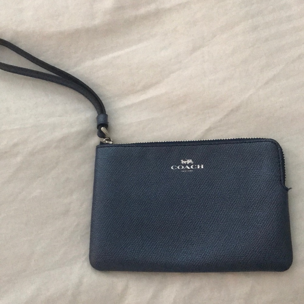 Navy blue coach wristlet